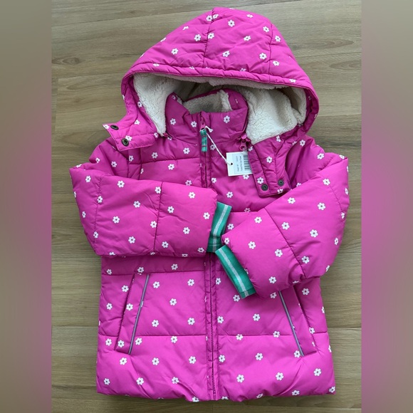 NWT. Mini Boden 2 in 1 Insulated Jacket, Tickled Pink Geo Flower, Size 5-6y - Picture 2 of 6